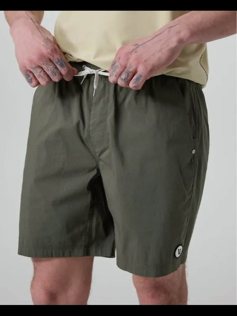 Vuori Men's Banks Hybrid Swim Shorts Olive Green Size L Lined Stretch Pocket - Picture 1 of 9